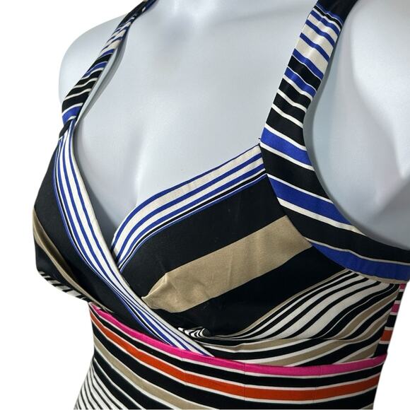 Calvin Klein Multicolor Striped Fit & Flare Midi Dress Size 4 - Picture 6 of 12